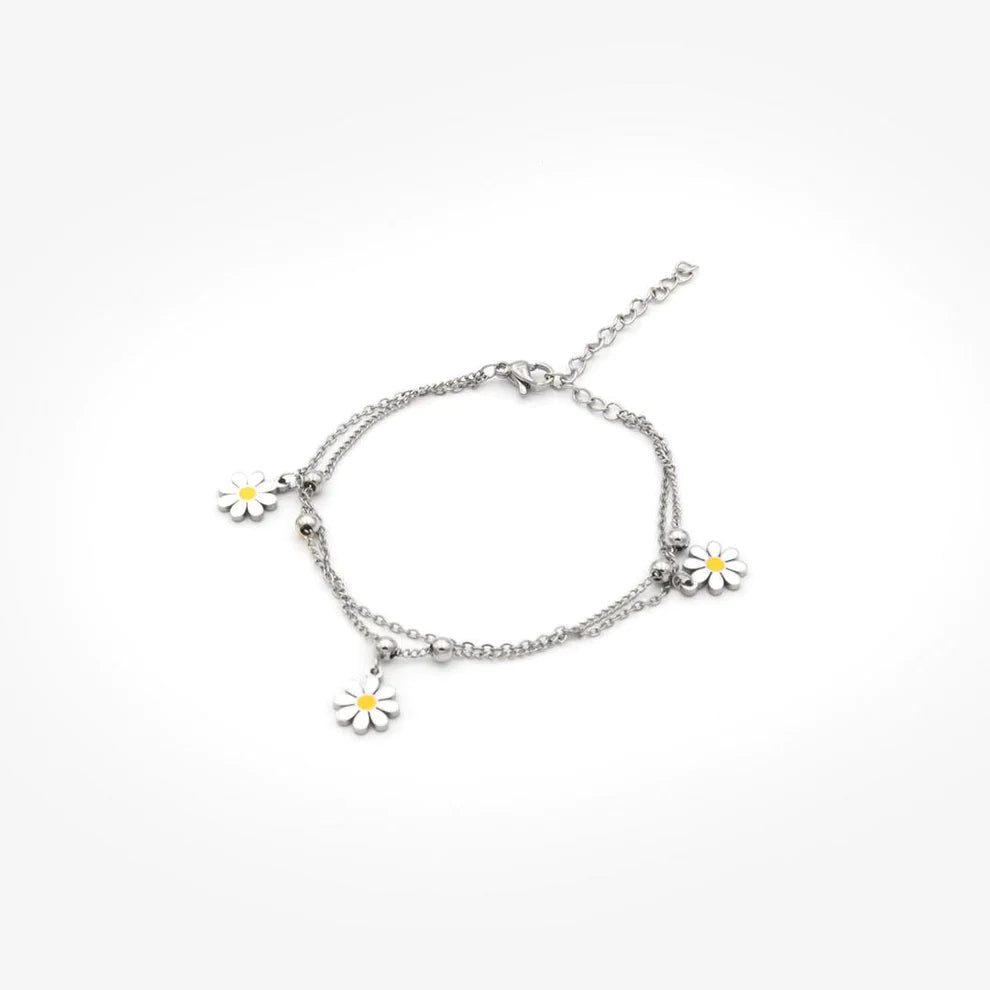 Edelstahl-Armband „White Daisies“ - BIGBS039